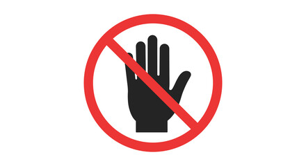 a hand symbol crossed out indicating prohibition or restriction