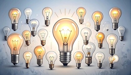 Group of glowing light bulbs