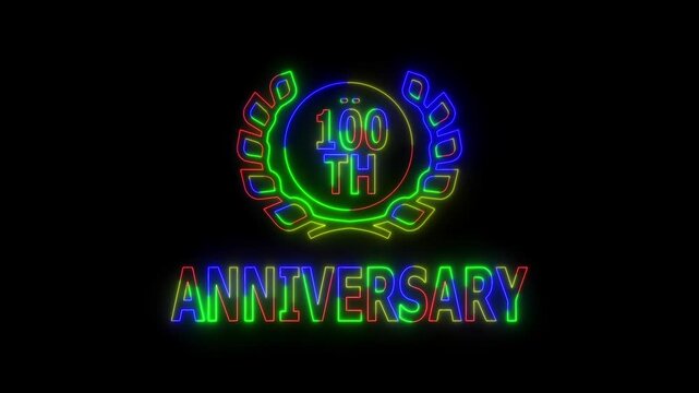 Happy 100th Anniversary Celebration on Transparent Background, Alpha Channel. Great for greetings, celebrations, events, and gifts.