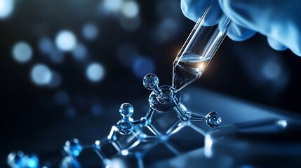 Chemistry nanotechnology research concept scientist working with nanoparticles high precision modern science illustration