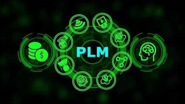 PLM Product lifecycle management system technology concept. Technology, Internet and network concept ,illustration