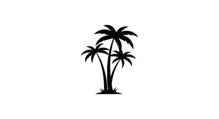 tropical palm trees silhouette against white background
