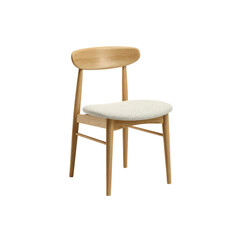 Modern Oak Wood Dining Chair with Soft Upholstered Seat