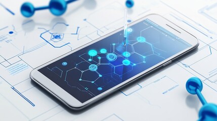 Chemistry app UI design clean mobile interface scientific education interactive molecular models modern educational technology concept