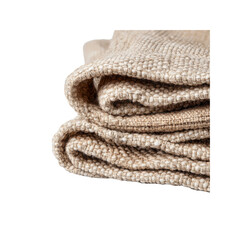 Close-up of Folded Beige Linen Fabric, Textured Natural Textile
