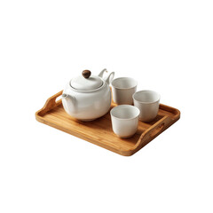 Elegant White Tea Set on Bamboo Tray