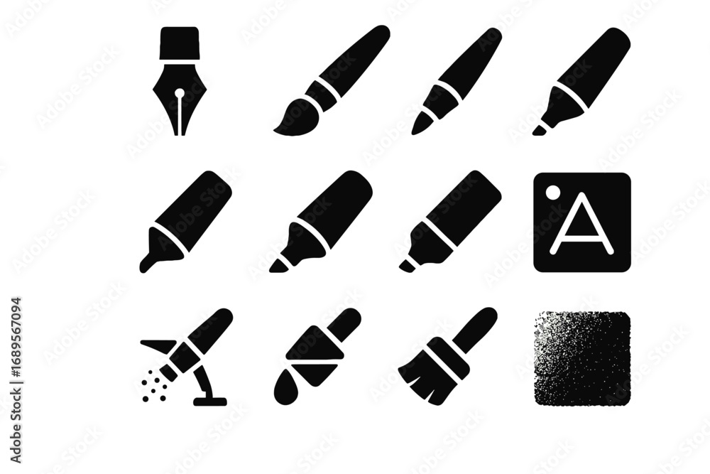 Poster pattern highlighter creative chisel brush marker vector liner icons icon texture tool