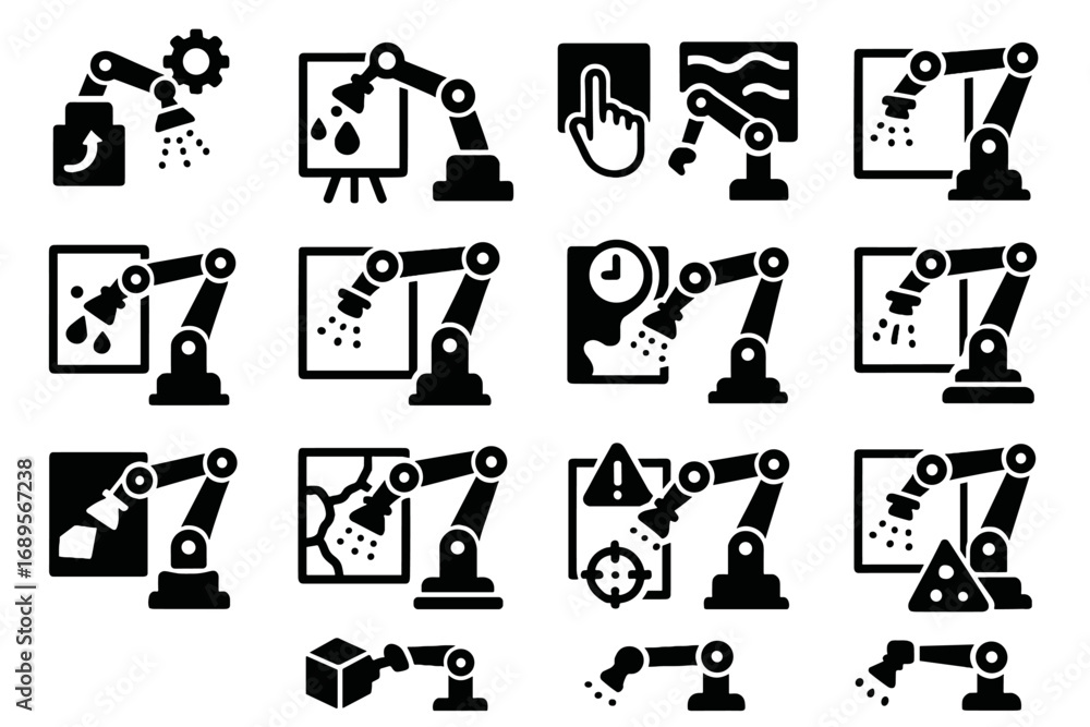 Poster robot mode color icon generation pattern manual painter vector painting restoration calibration