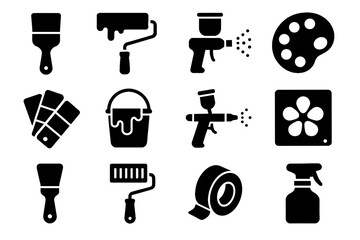 Stencil tools scraper icon texture vector robot painter spray cleaning palette tape