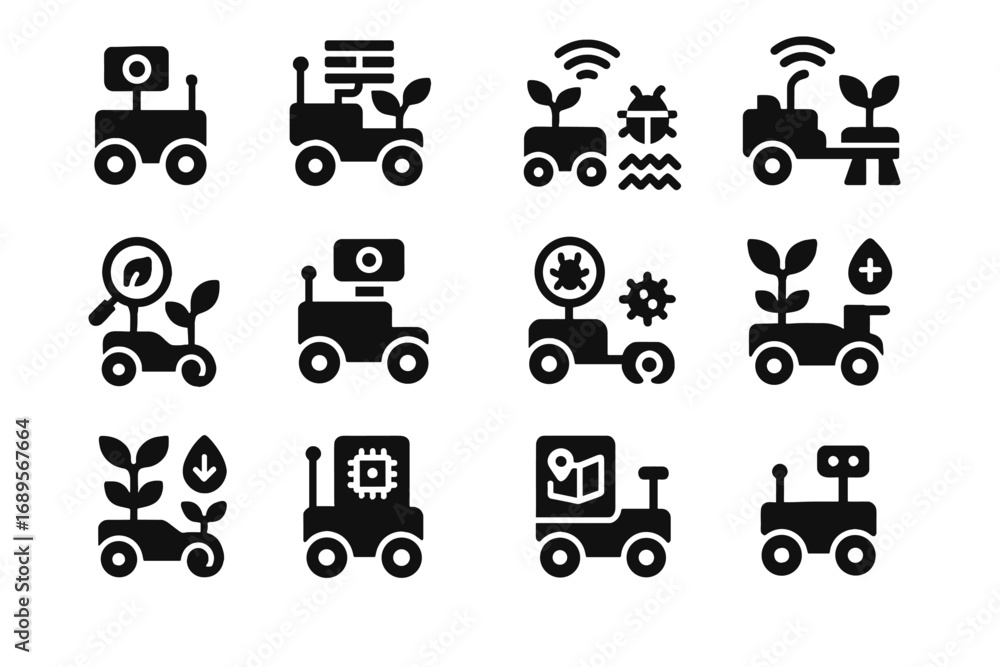 Poster crop icon mapping vector scanner robots multispectral monitoring robot growth disease leaf