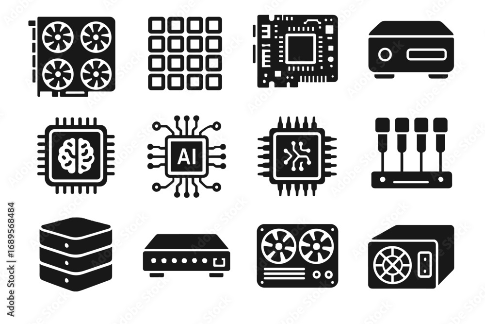 Poster vector supply icons icon chip ai cluster hardware unit device network edge
