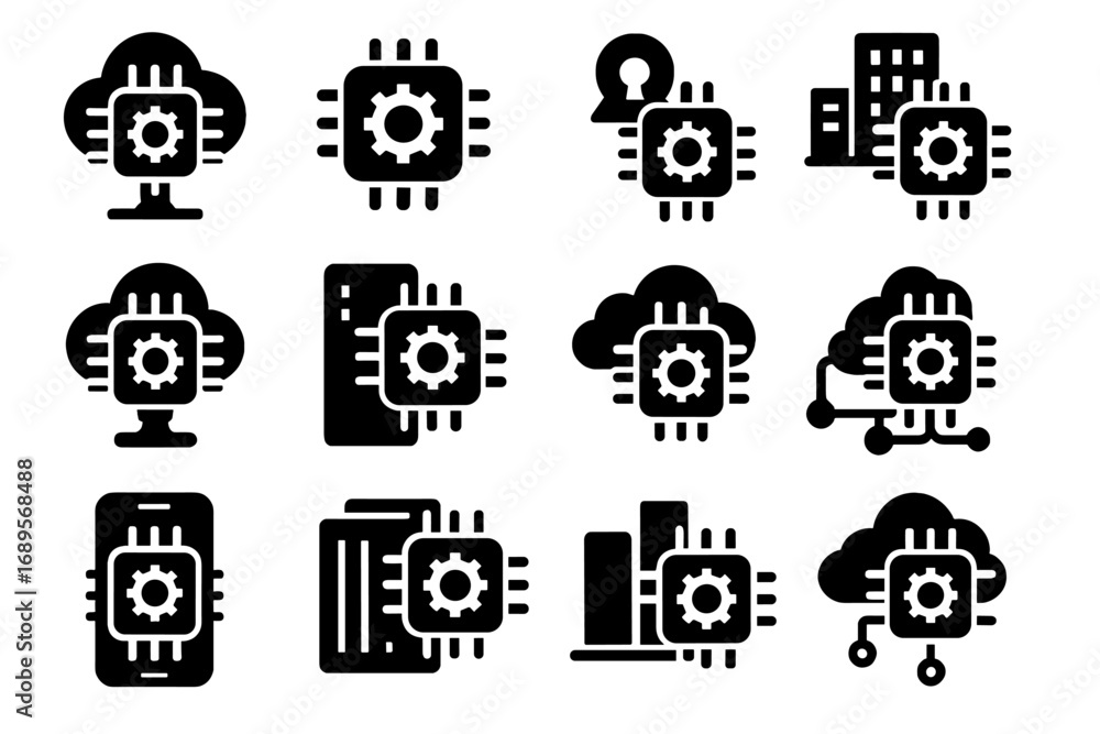 Aufkleber containerized saas vector hybrid edge ai icon federated builder mobile