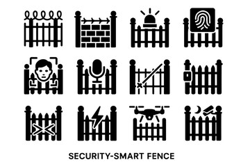 Obraz premium Night icon smart vibration access fence surveillance security laser vector facial vision