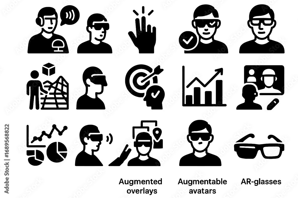 Poster skill glasses tracking ar environment mapping trainer gesture icon vector avatars