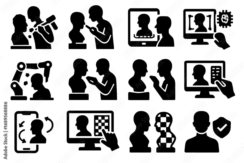 Poster sculpting texture scanning testing mapping model vector rough ai icon fine correction
