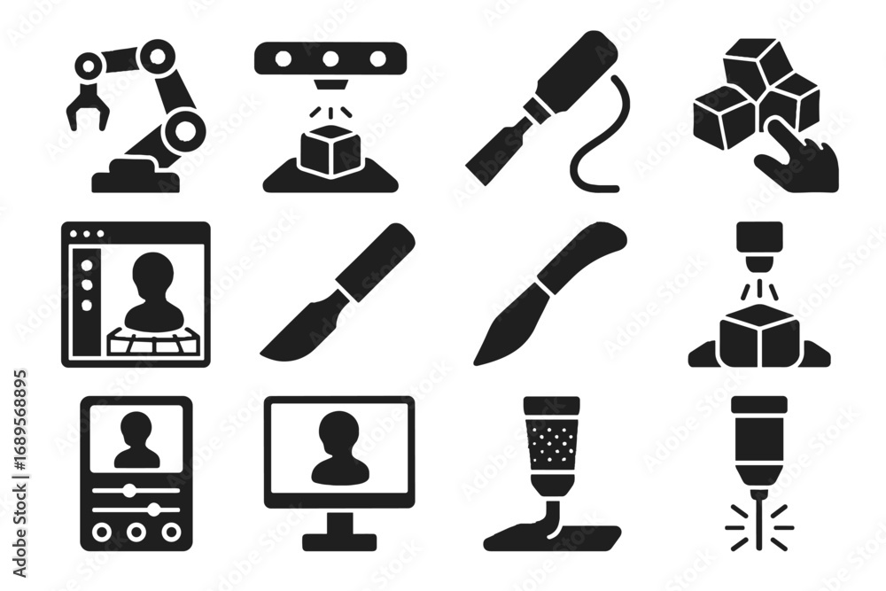 Aufkleber applicator ai robotic vector icon design sculptor screen sensor tools software laser