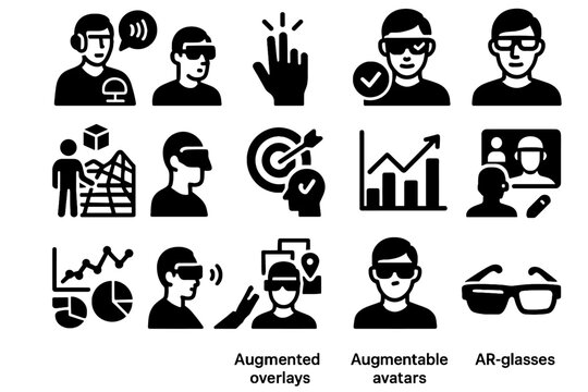 Skill glasses tracking ar environment mapping trainer gesture icon vector avatars