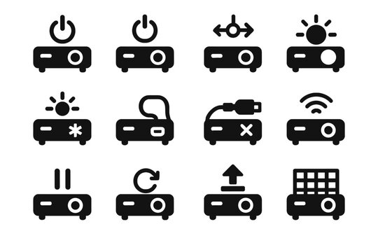 Power settings projector calibrate firmware increase decrease connect vector streaming nano icon