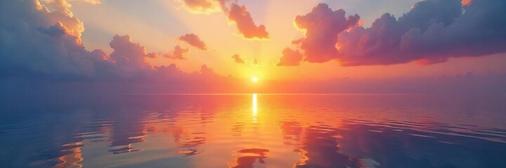 Serene Sunrise Reflection Tranquil Water and Peaceful Sky, Ideal for Mindfulness, Meditation, and Wellness