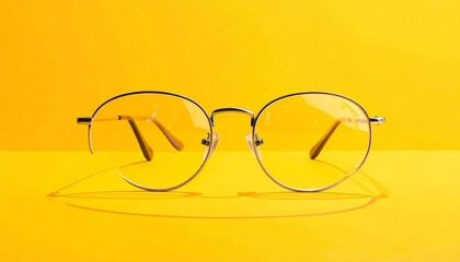 glasses on a yellow background
