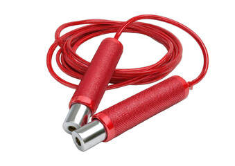 Red jump rope coiled