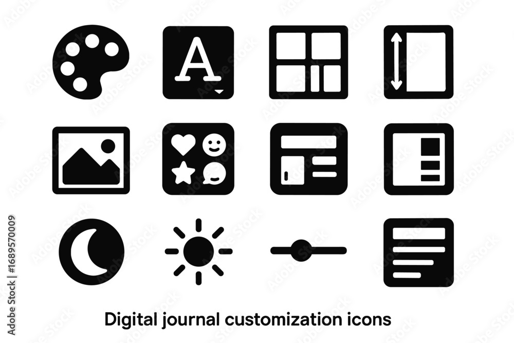 Poster palette icon digital theme size header journal page vector sidebar font grid