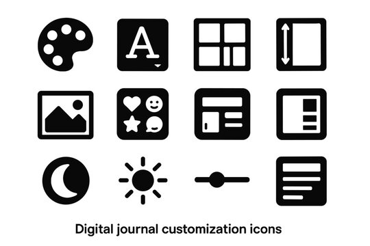 Palette icon digital theme size header journal page vector sidebar font grid