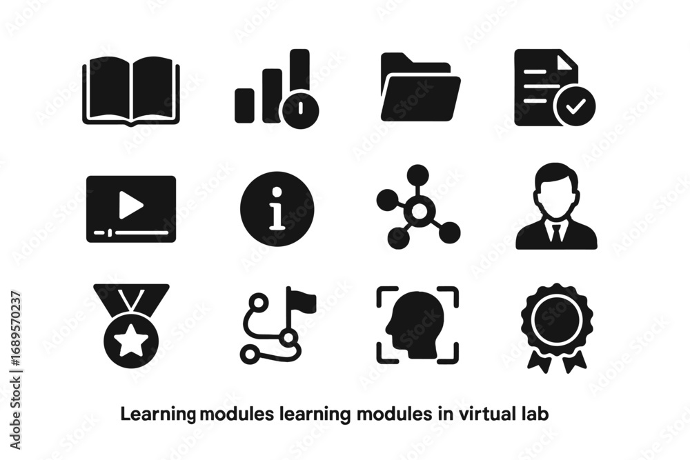 Poster vector map lab selection learning scan certification achievement virtual wheel medal icon
