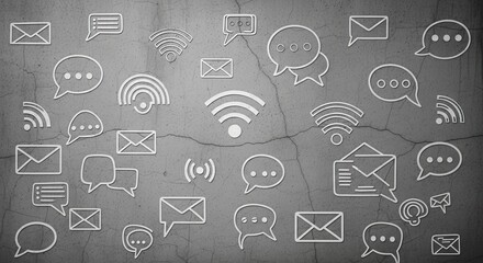 Digital Communication Network Icons Abstract Background for Technology and Social Media Concepts
