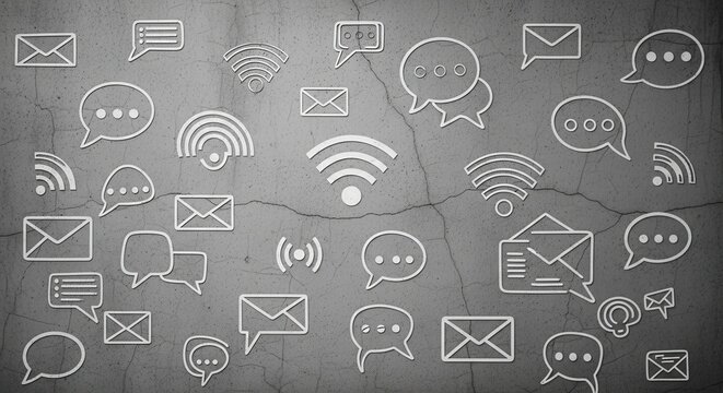 Digital Communication Network Icons Abstract Background for Technology and Social Media Concepts