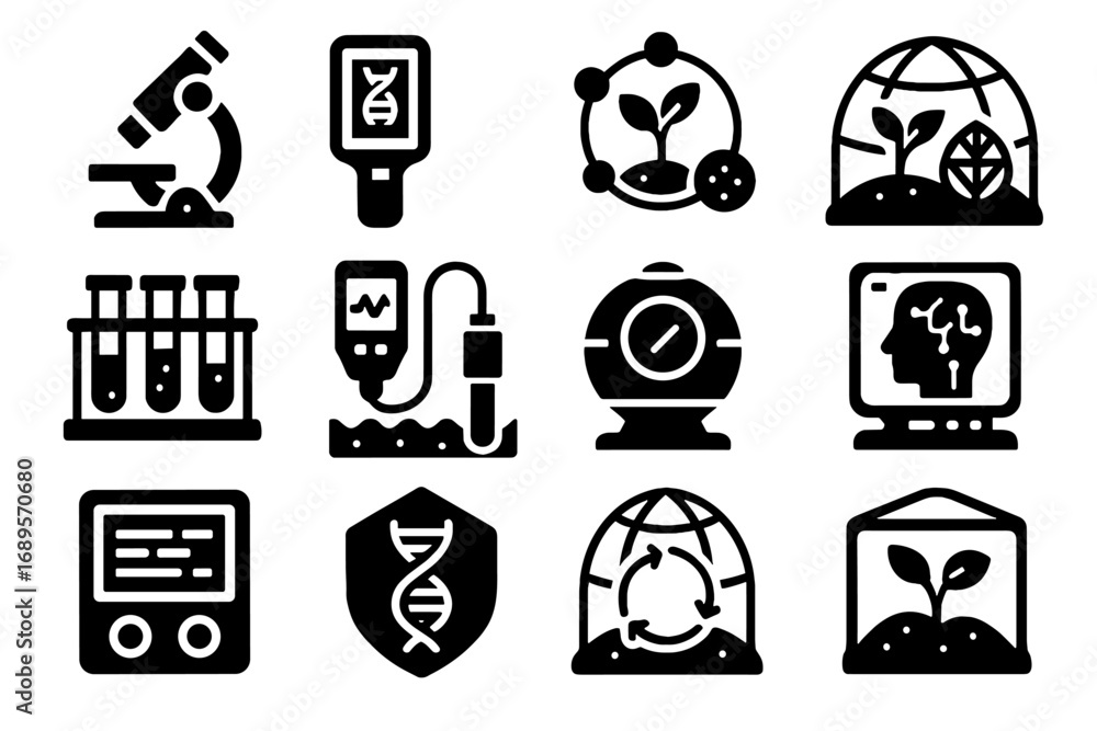 Poster vector pod data dome recorder bio quality unit ai icon container scanner
