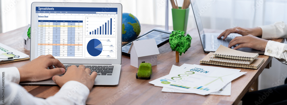Poster spreadsheet document information financial startup concept. data and graphs in spreadsheet documents