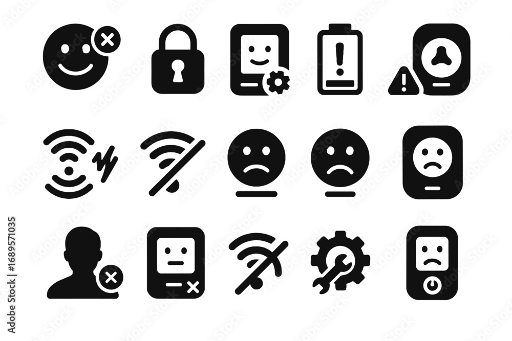 Poster connectivity warning low issue noise emotion lock required sensor vector icon
