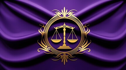 Elegant Purple Flag with Radiant Golden Symbol of Unity
