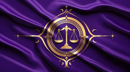 Symmetrical Flag Featuring Golden Circle and Balanced Scales
