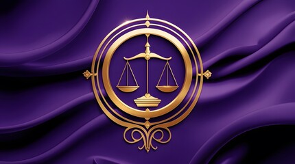 Royal Purple Banner with Golden Heraldic Emblem
