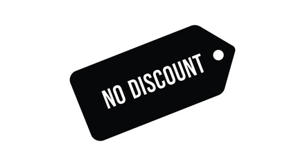 a black tag with white text stating no discount