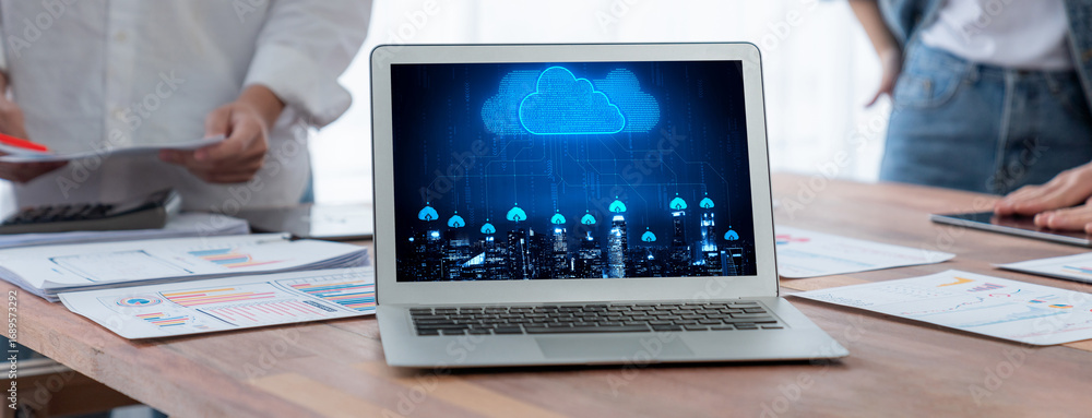 Poster cloud computing software for brisk remote work and personal data storage