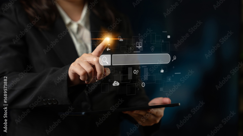 Aufkleber search engine interface for accessing digital information and online data. search engine finds data,
