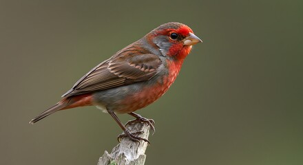 Male House Finch Perched on a Branch.