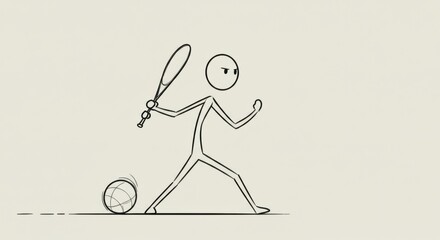 Furious Stick Figure Batter Unleashes a Powerful Swing in a Minimalist Sketch