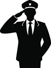 Official man in uniform salutes with respect and dignity silhouette symbolizing service and authority silhouette