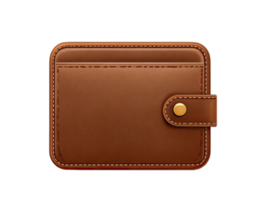 Illustration of a brown leather wallet.  A digital rendering