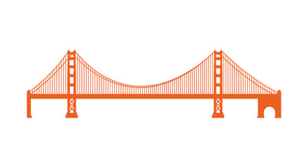 a vibrant orange bridge spanning across a clear white background