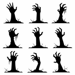 Halloween Dripping Zombie Hands Silhouette Illustration