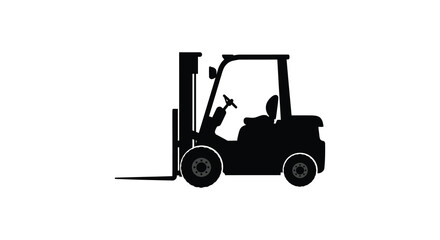 a black silhouette of an industrial forklift truck