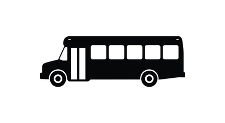 a simple black silhouette of a bus with windows