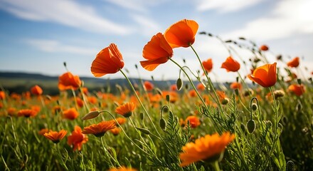 Obraz premium Vibrant Poppy Field in Sunlight.