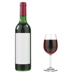 Wine Bottle And Glass isolated on transparent background