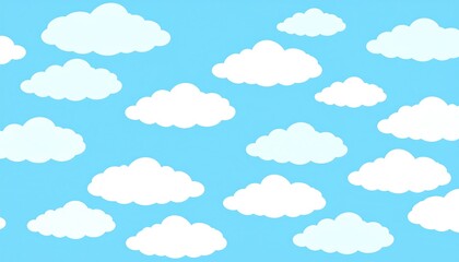 Cartoon clouds in a light blue sky